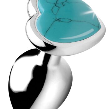 Authentic Turquoise Gemstone Heart Anal Plug - Small