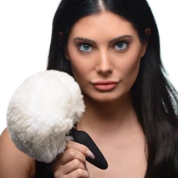 Large Anal Plug with Interchangeable Bunny Tail - White